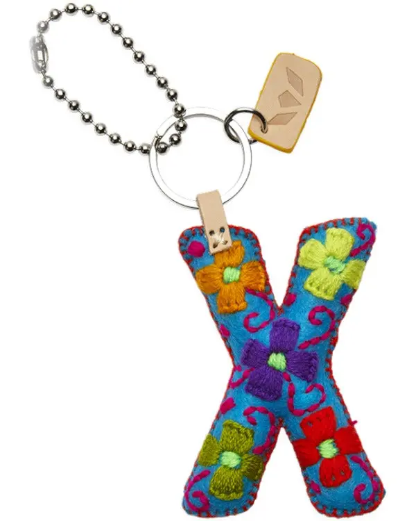 TURQUOISE FELT ALPHABET CHARM "X"