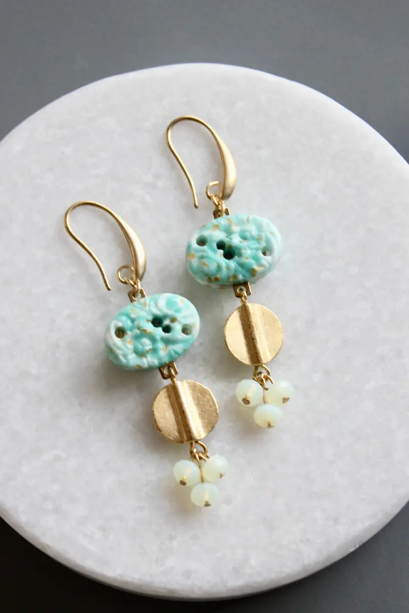Turquoise Glass Garden Cluster Earrings