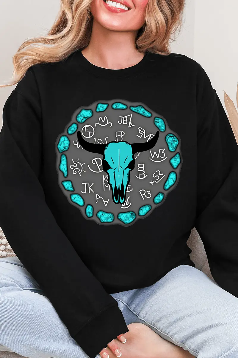 Turquoise Stone Steer Heavy Blend Crew Sweatshirt
