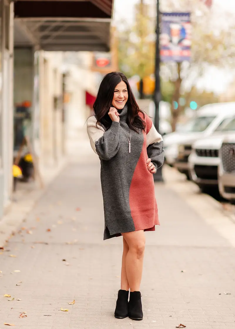 Turtle neck sweater dress