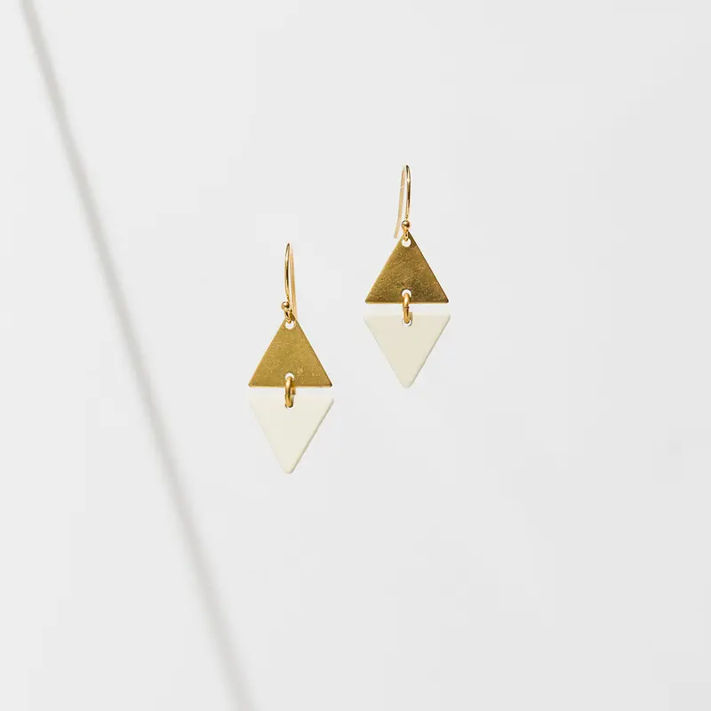 Two Tone Alta Triangle Dangle Earrings