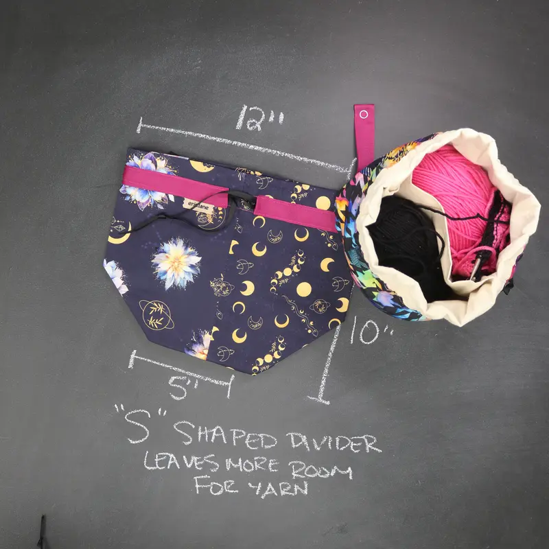 Twofer Drawstring Bag in Moonflower Phases