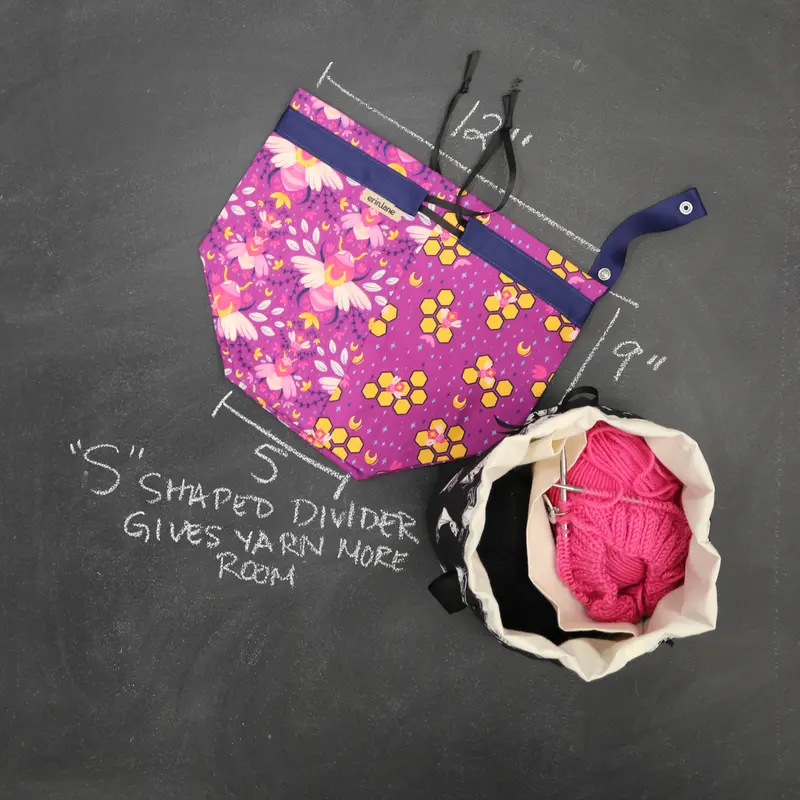 Twofer Project Bag in Fuchsia Bees