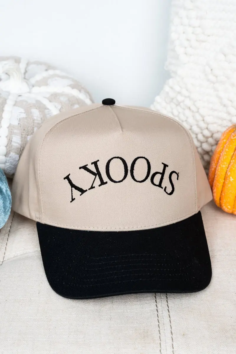 Upside Down Spooky Embroidered Five Panel Twill Cap
