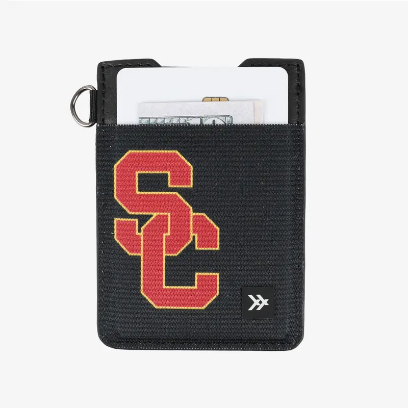USC Black - Vertical Leather Wallet