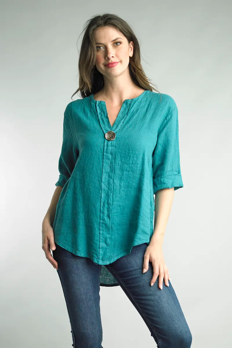 V-Neck Italian Linen Top