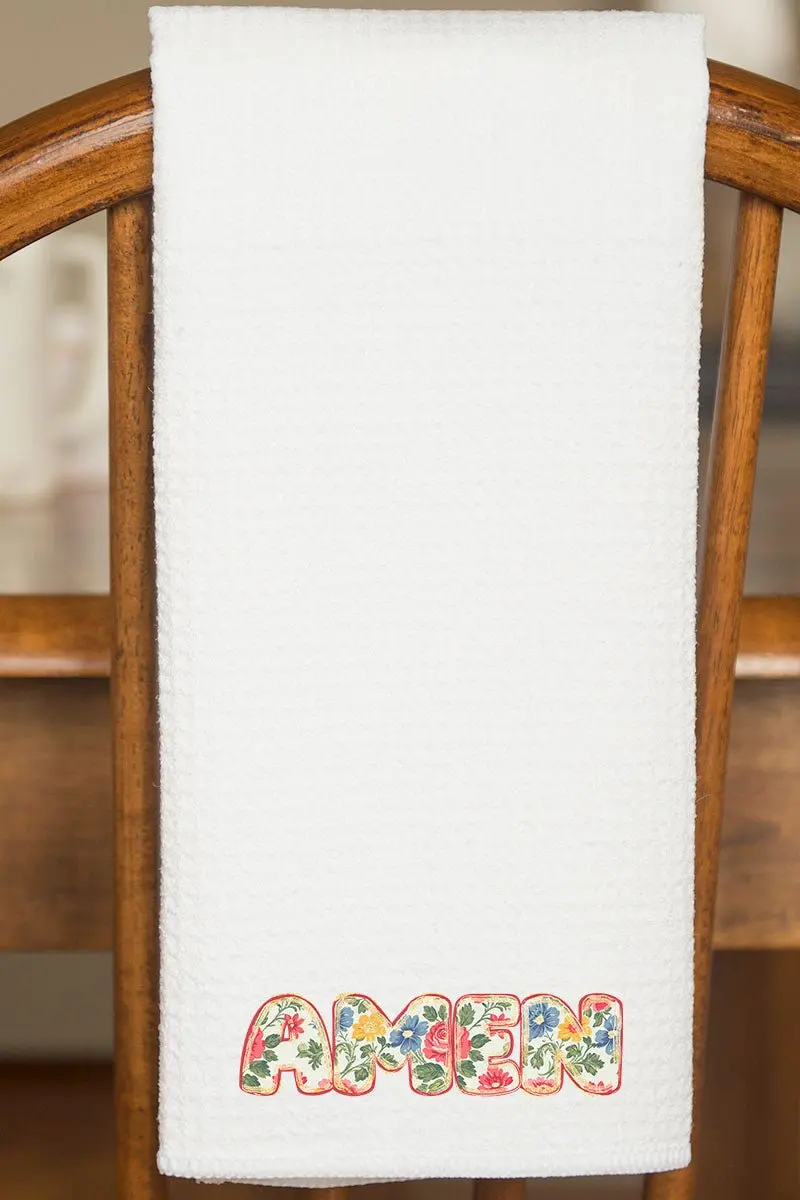 Vintage Bubble Amen Waffle Kitchen Towel