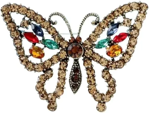 Vintage-Inspired Crystal Butterfly Brooch