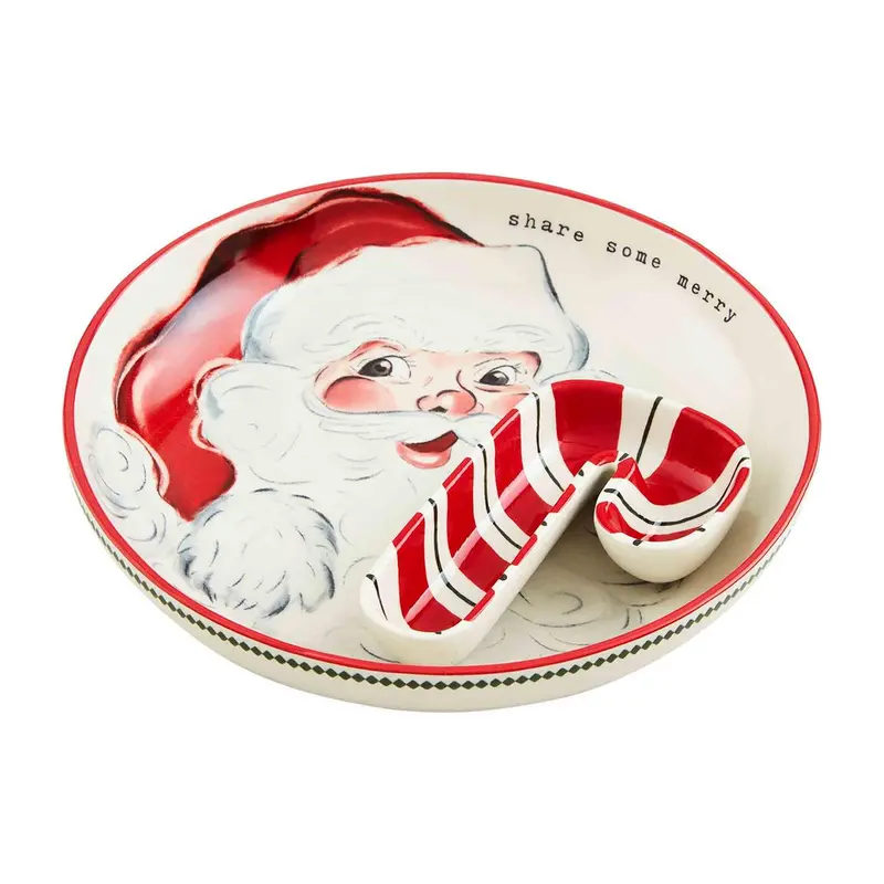 Vintage Santa Chip & Dip Set by Mudpie