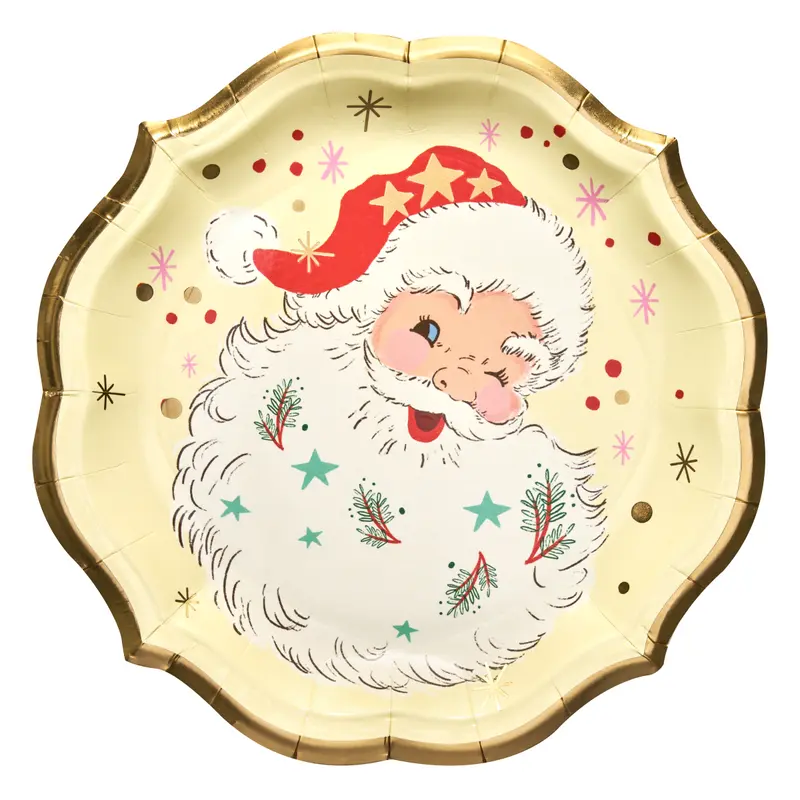 Vintage Santa Dinner Plates 8 Pack