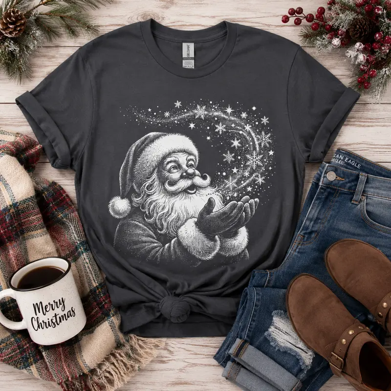 Vintage Santa Tee - Crew or Vneck.