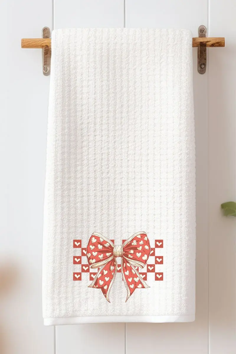 Vintage Valentine Waffle Kitchen Towel