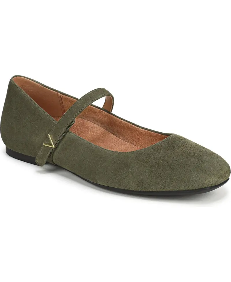 Vionic Alameda Mary Jane - Dark Olive Suede