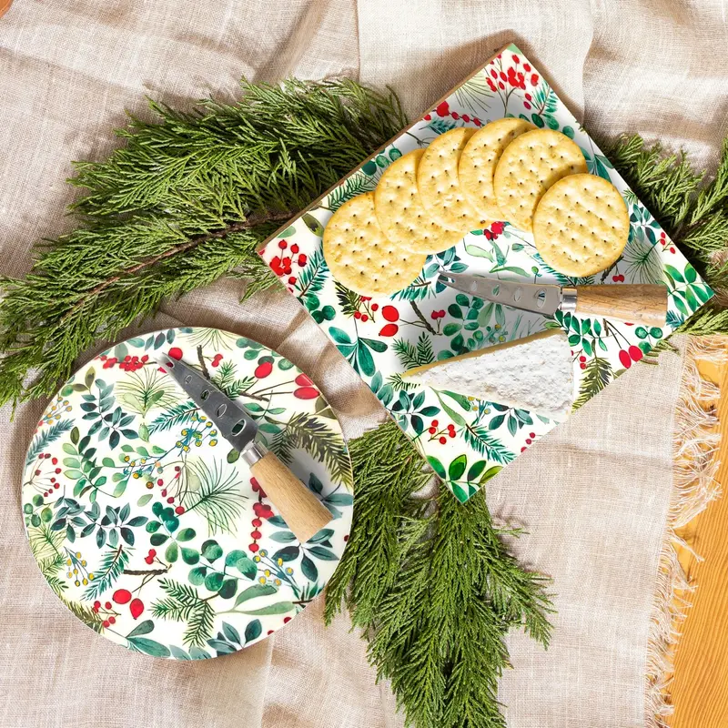 VivaStyle Wood Cheese Board with Knife
