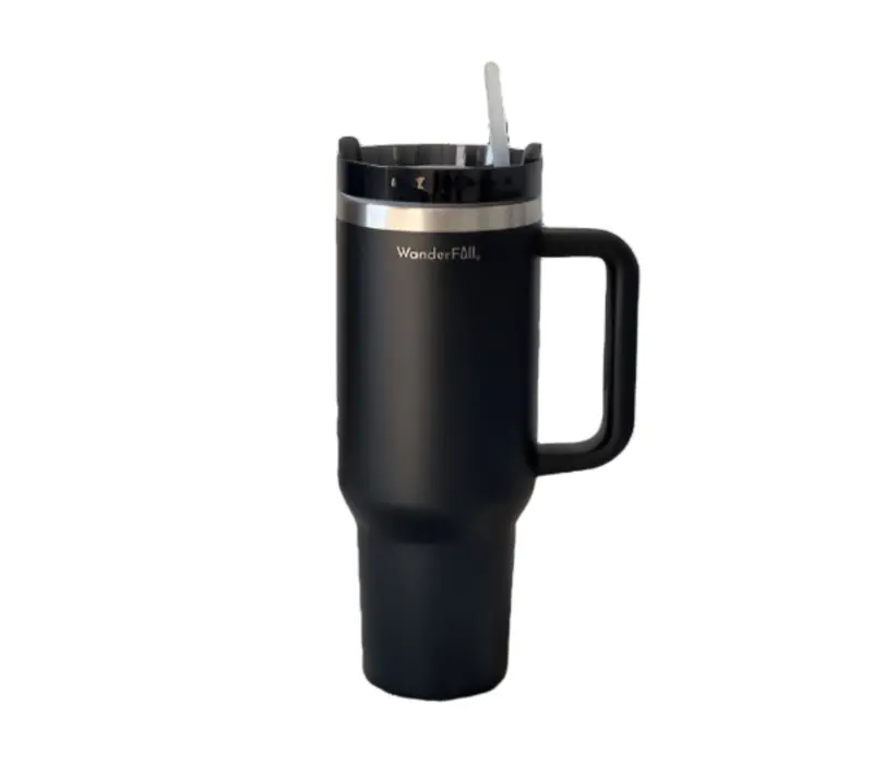 WanderFull Handled Black 40oz Tumber
