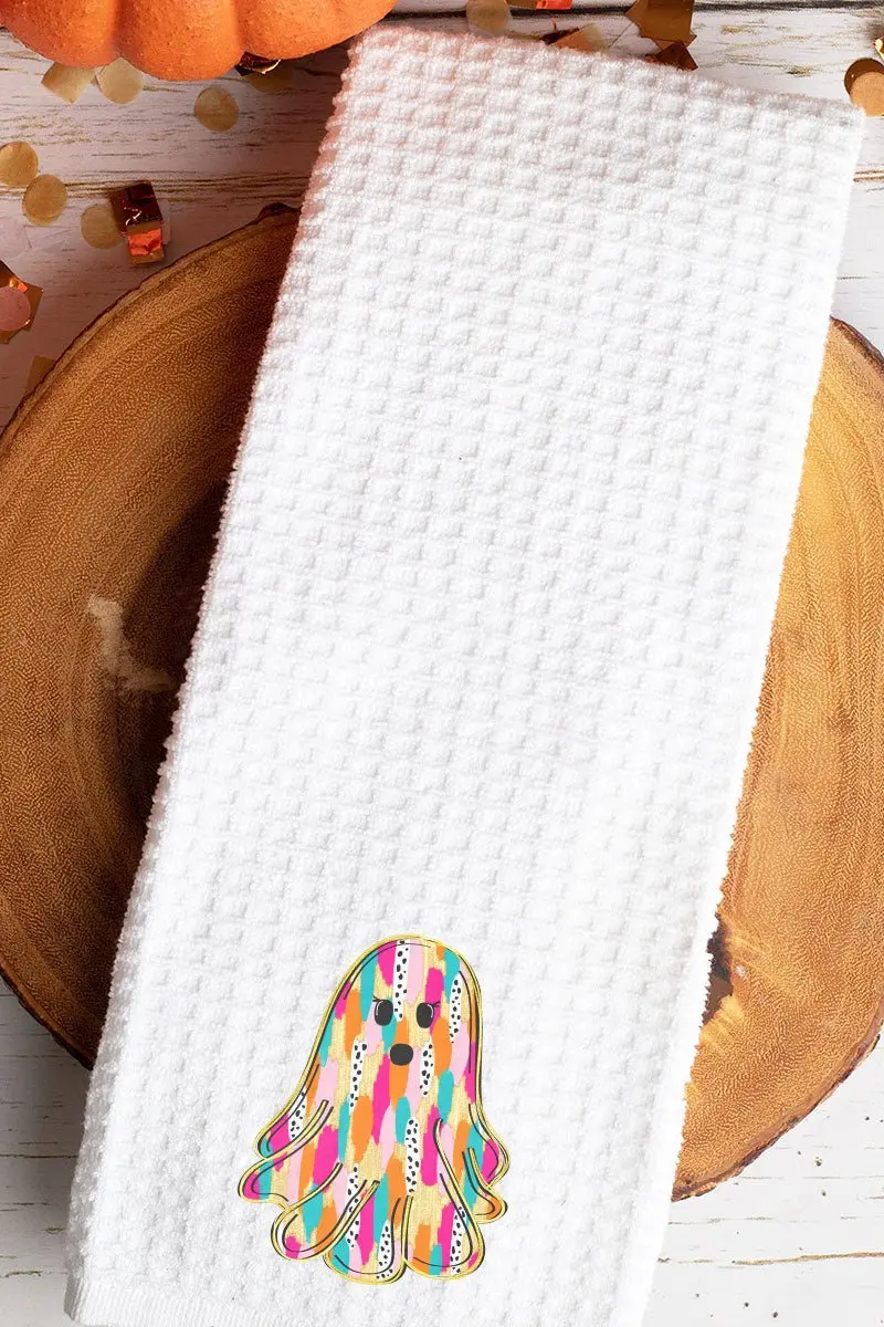 Watercolor Ghost Waffle Kitchen Towel