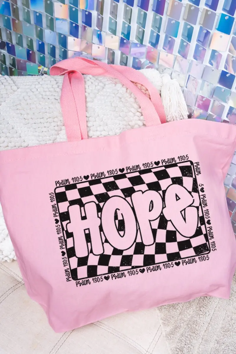 Wavy Checkered Hope Canvas Jumbo Tote