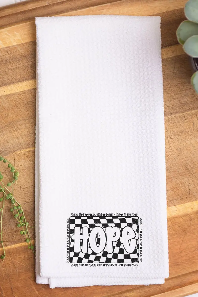Wavy Checkered Hope Waffle Kitchen Towel