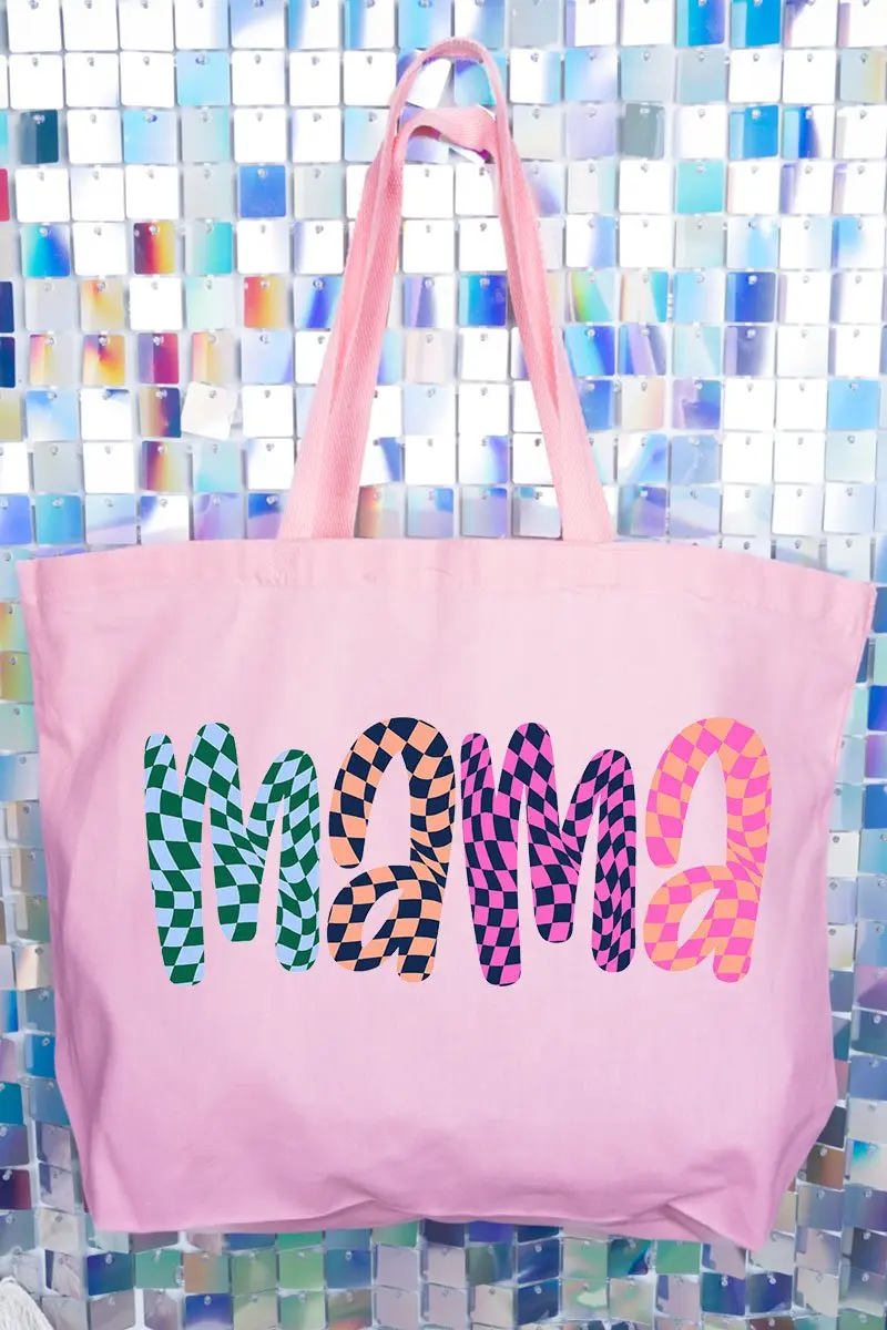 Wavy Checkered Mama Canvas Jumbo Tote