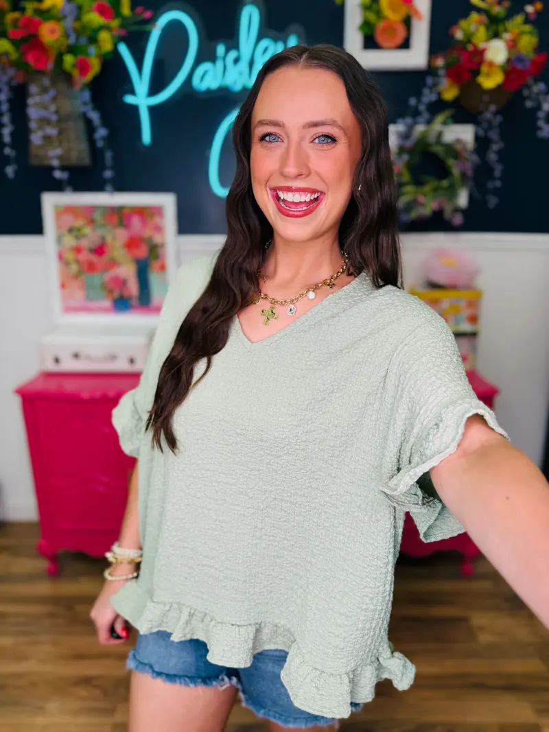 Weekend Whimsy Top - Sage
