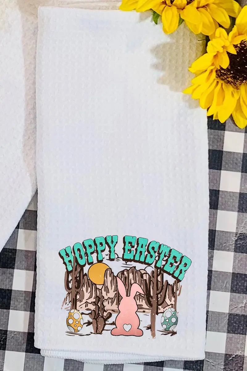 Western Hoppy Easter Waffle Kitchen Towel