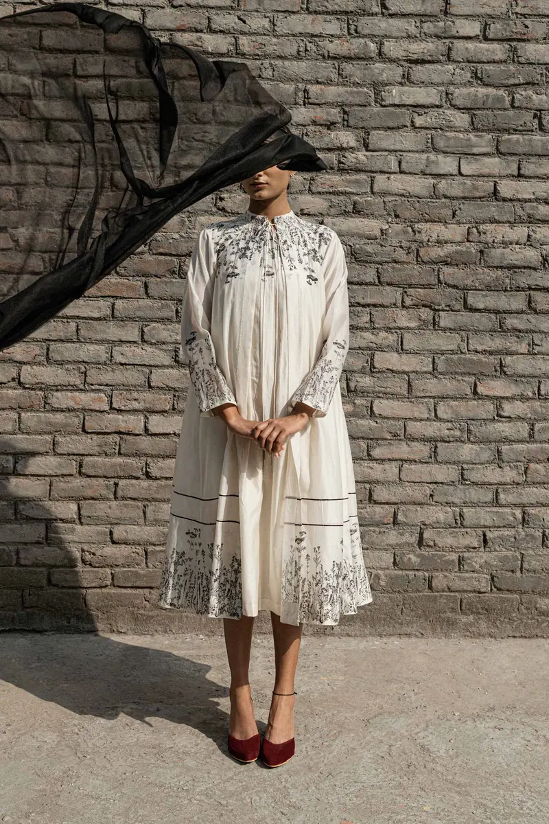 White Chanderi Overlay