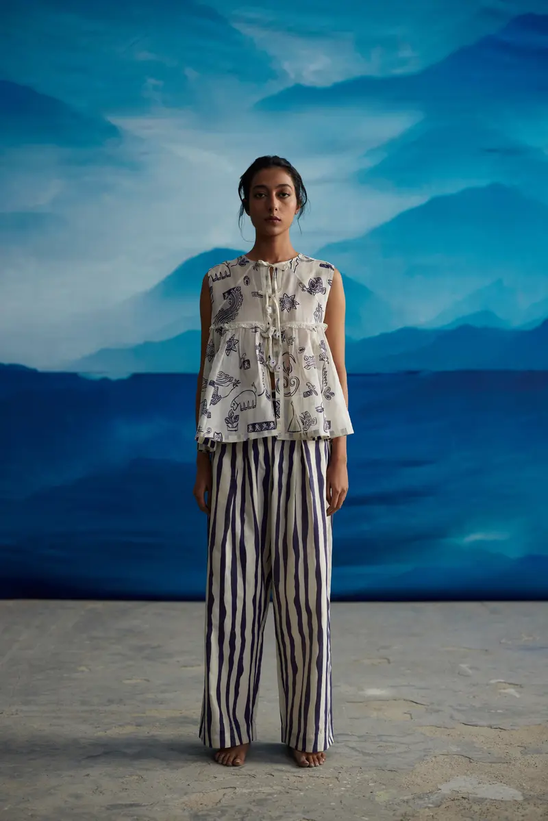 White Chanderi Tie-Up Blouse