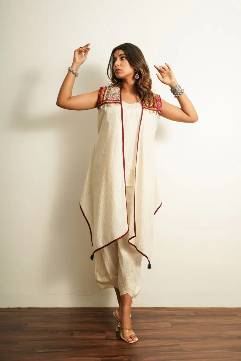 White Cotton 3 pc Co-ord Set