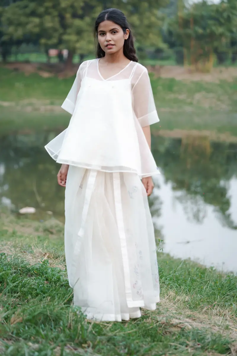 White Cotton Angrakha Top