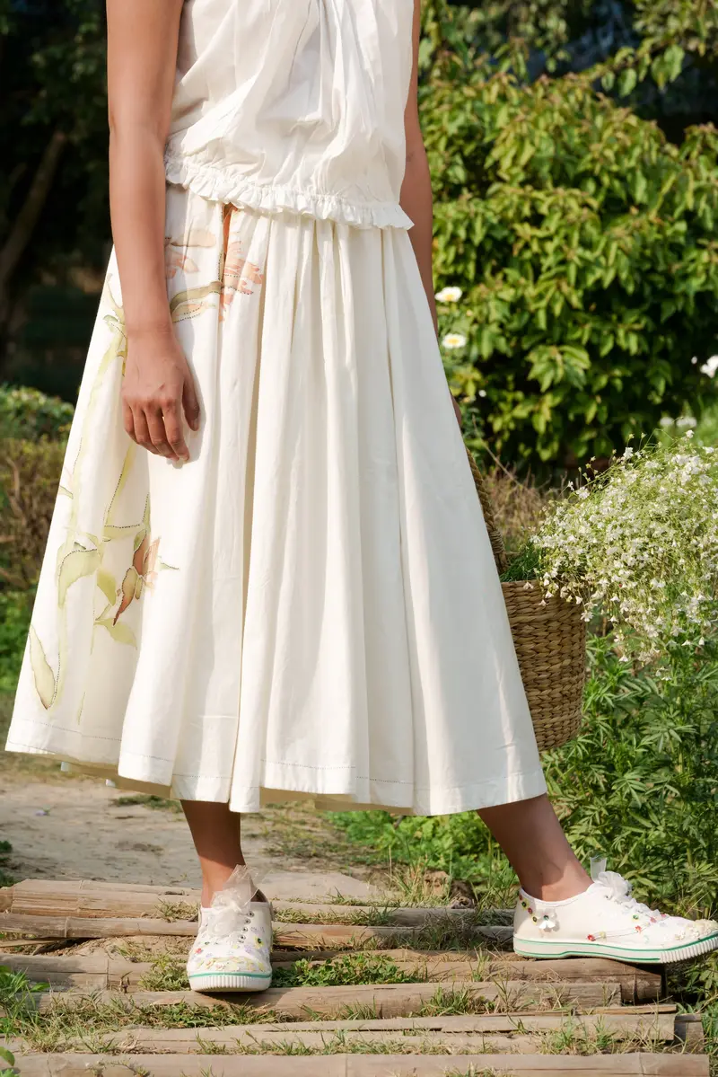 White Cotton Circular Skirt