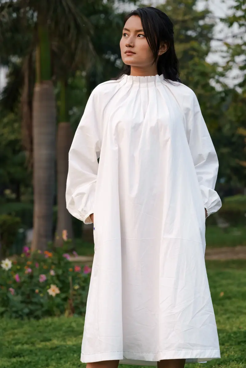 White Cotton Long Dress