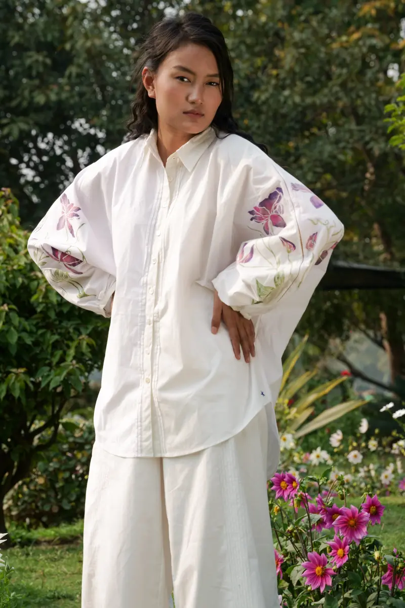 White Cotton Sleeve Shirt