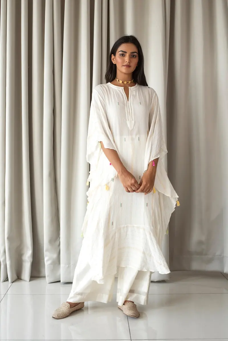 White Embroidered Kaftan