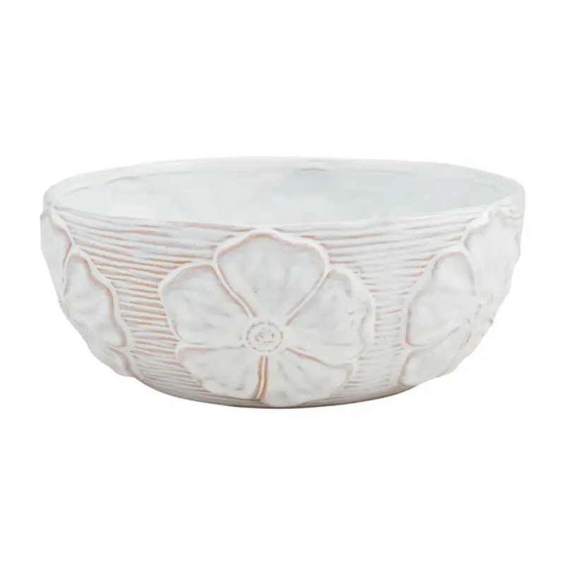 White Flower Stoneware Bowls