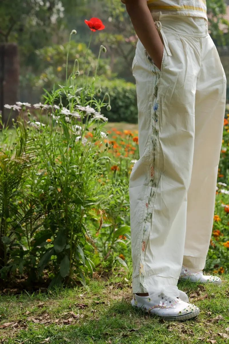 White Hand Painted Pants