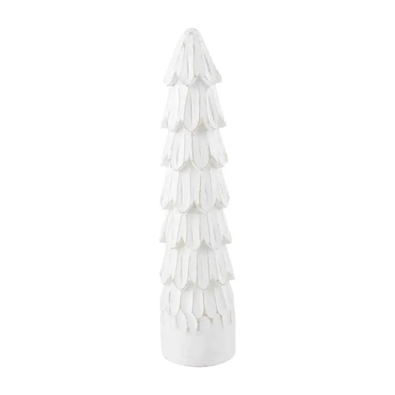 White Medium Carved Wood Tree by Mudpie