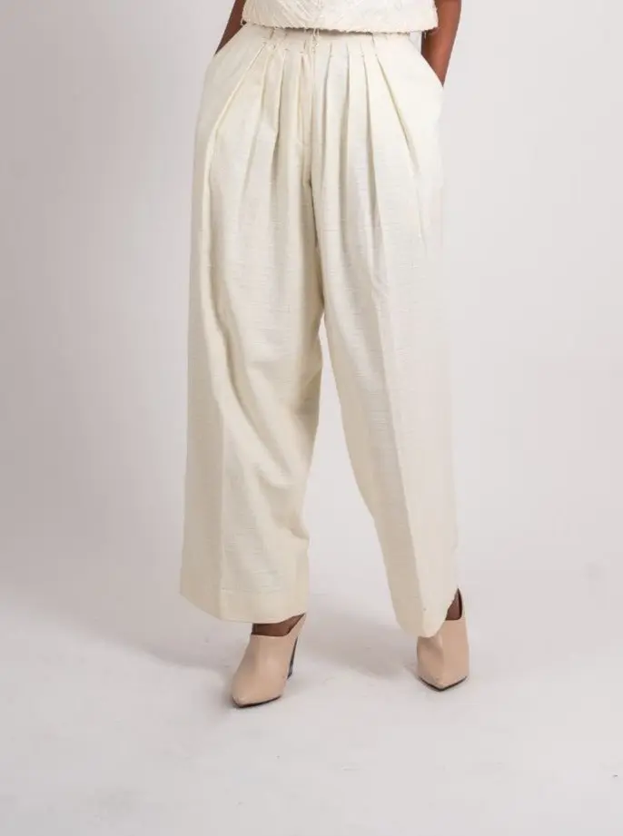 White Pleated Pants