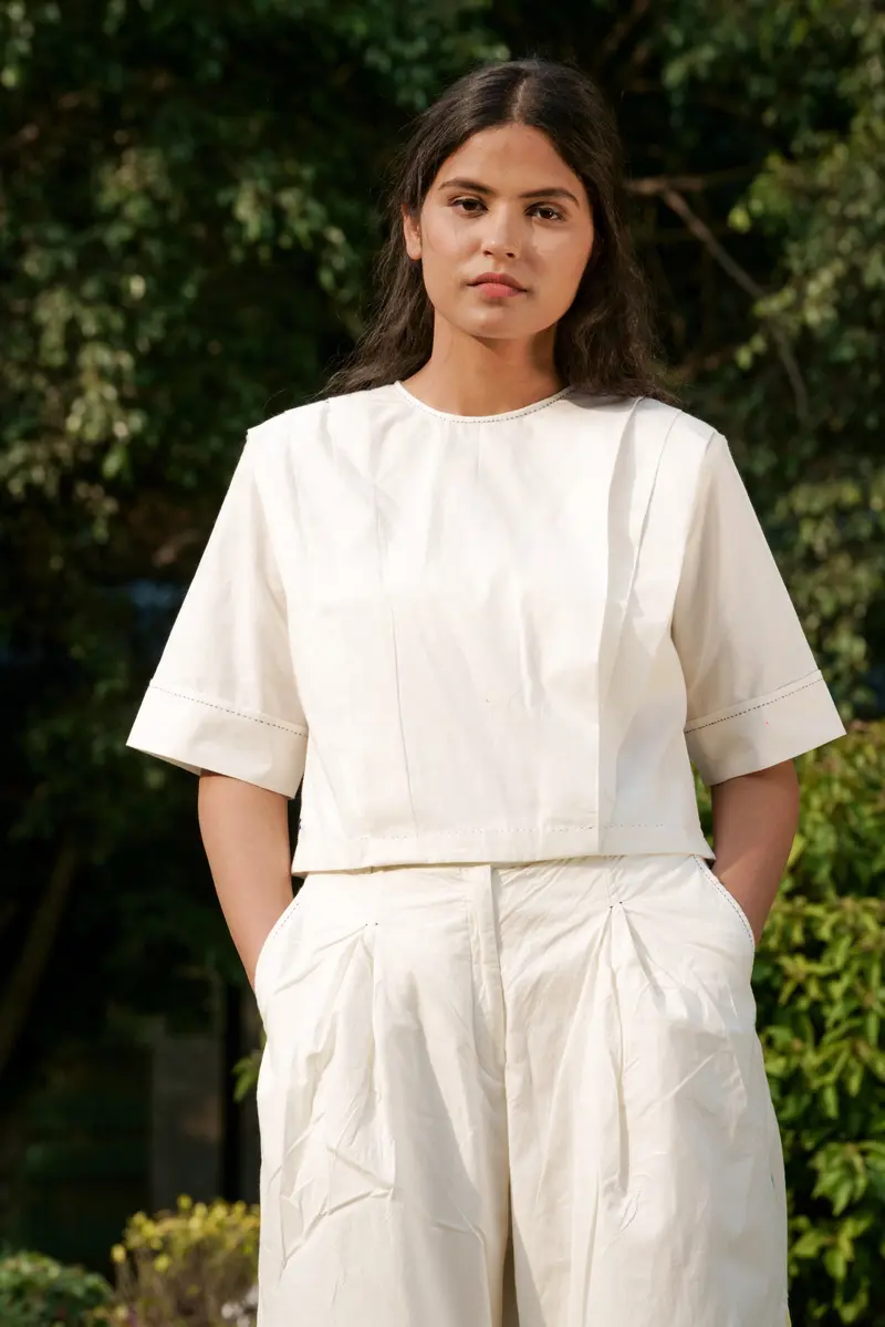 White Pleated Top