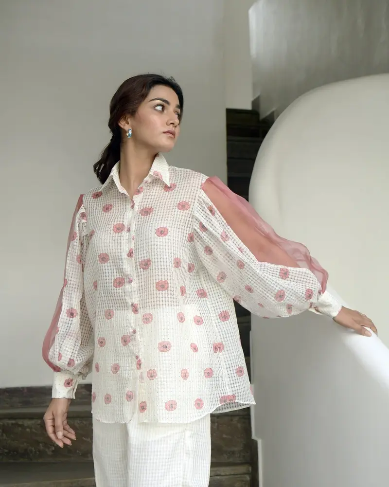 White Printed Cotton Shirt
