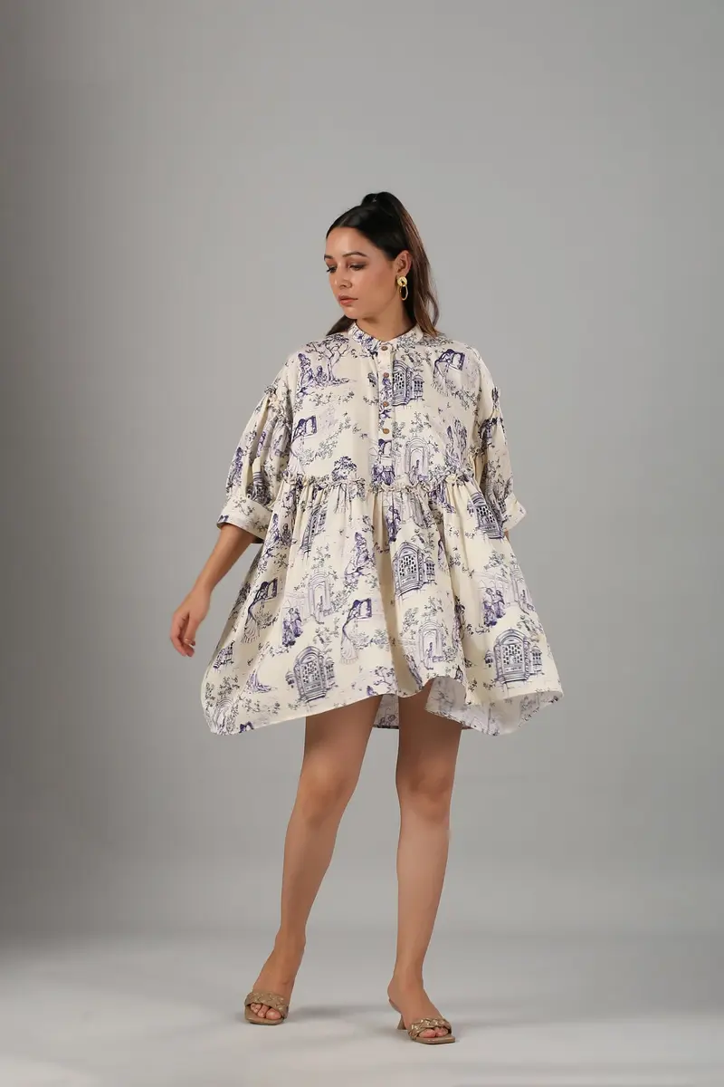 White Printed Mini Dress