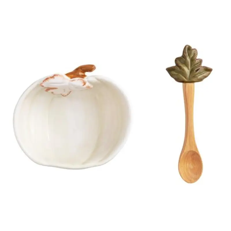 White Pumpkin Dip Bowl Set by Mud Pie