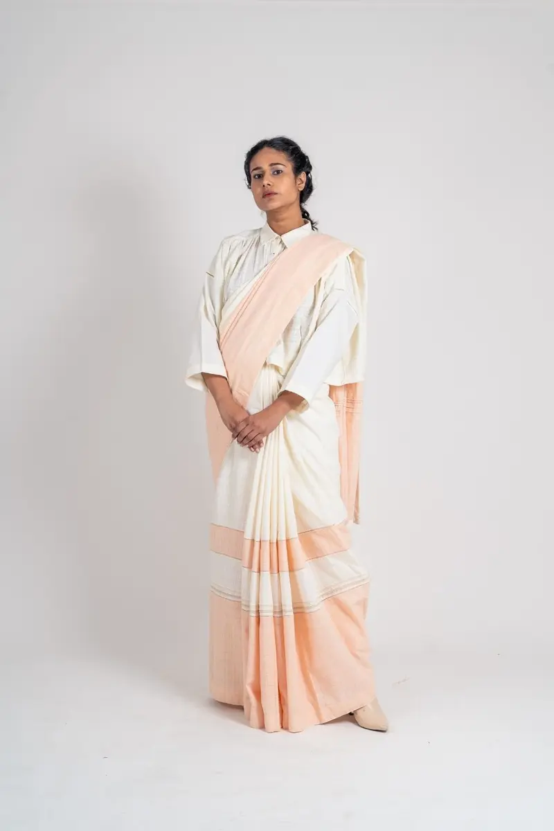 White Saree Two Tone