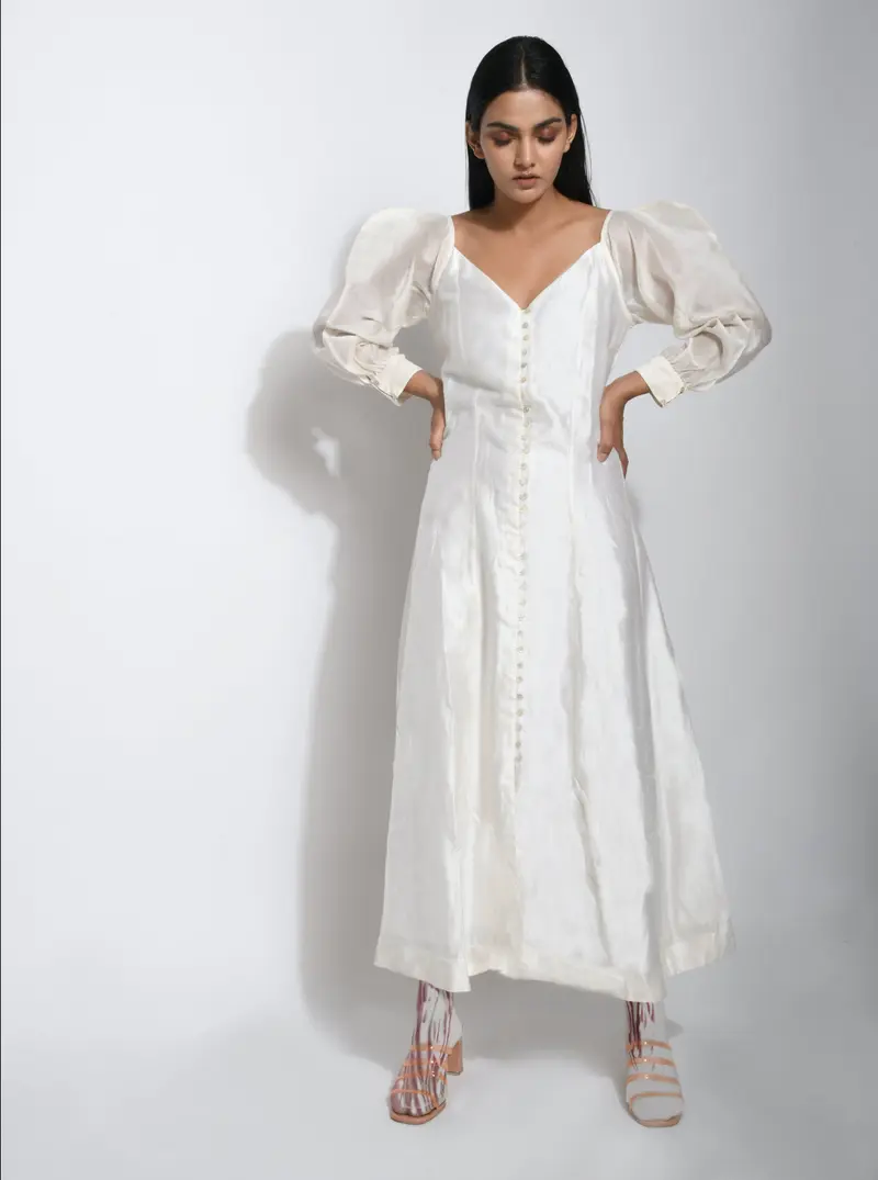 White Silk Maxi Dress
