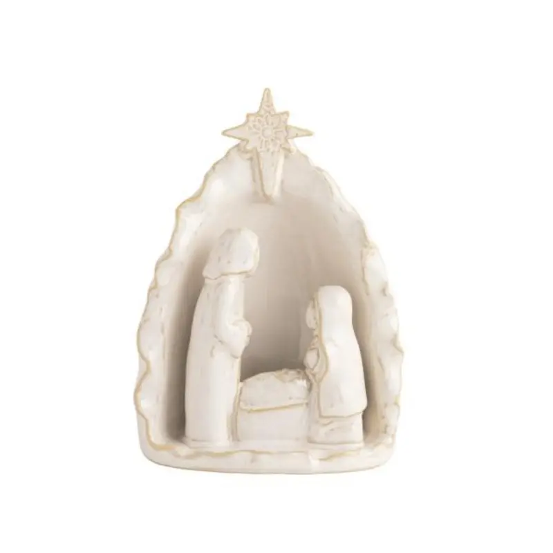 White Stoneware Nativity Scene