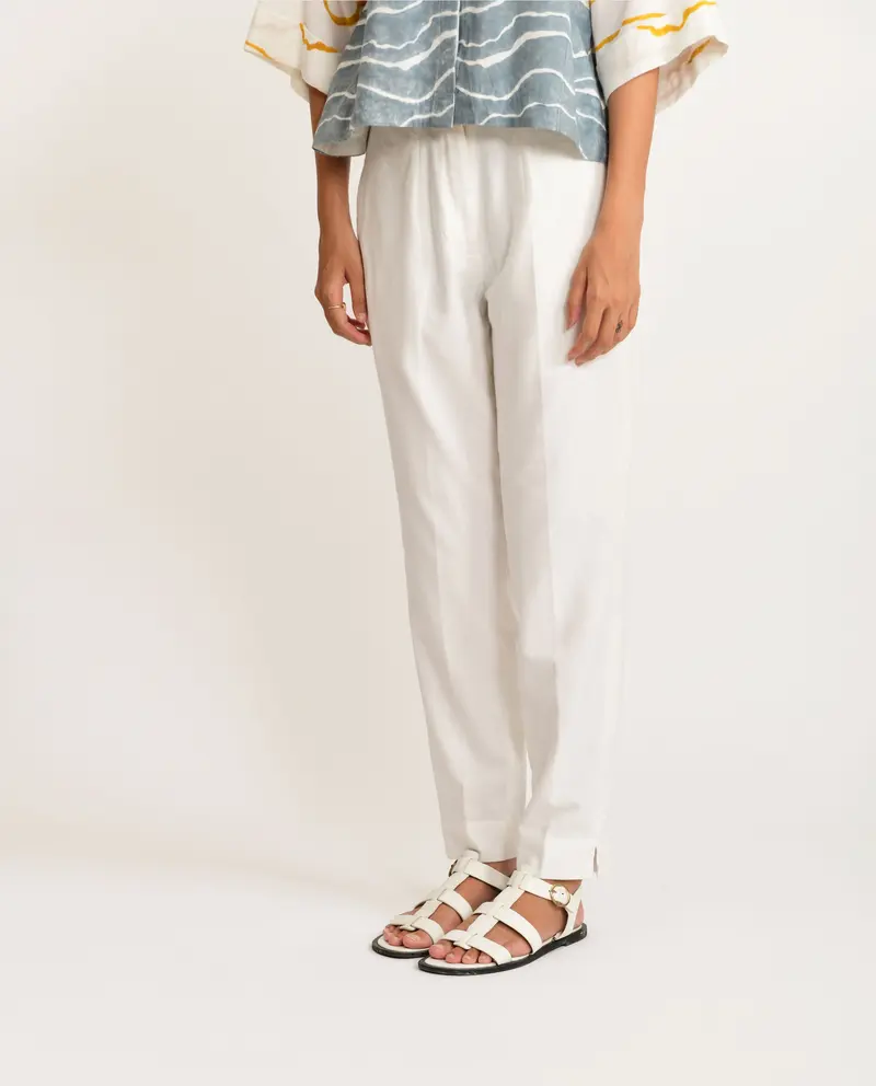 White Straight Sand Pant