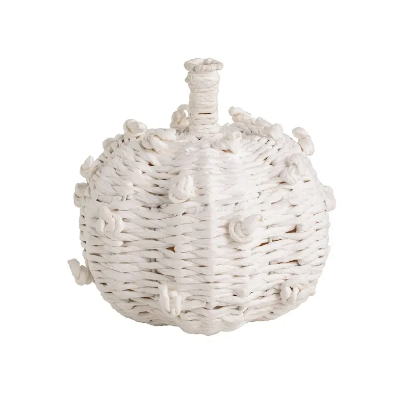 White Woven Knot Pumpkin by Mudpie