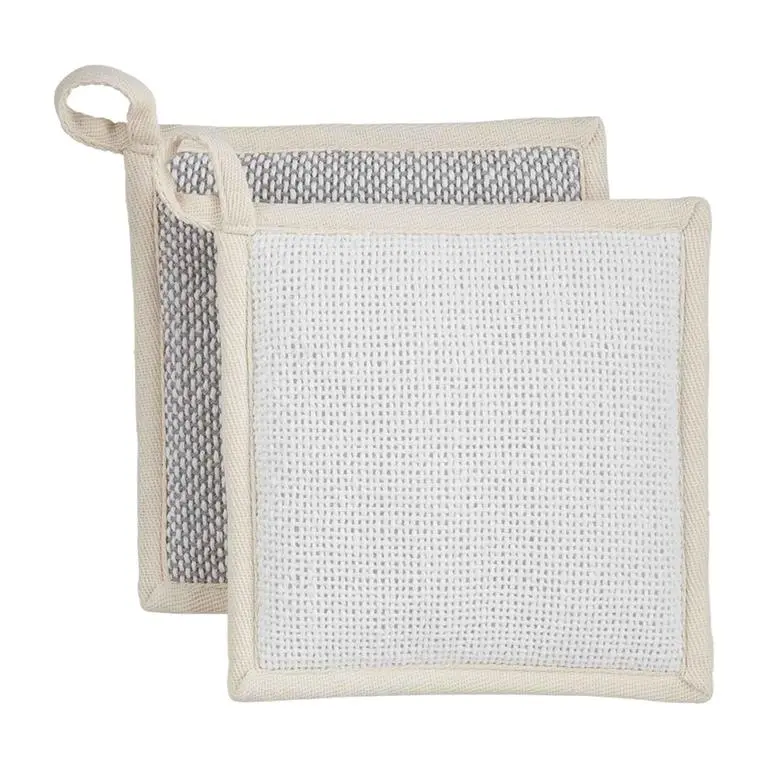White Woven Pot Holders by Mud Pie