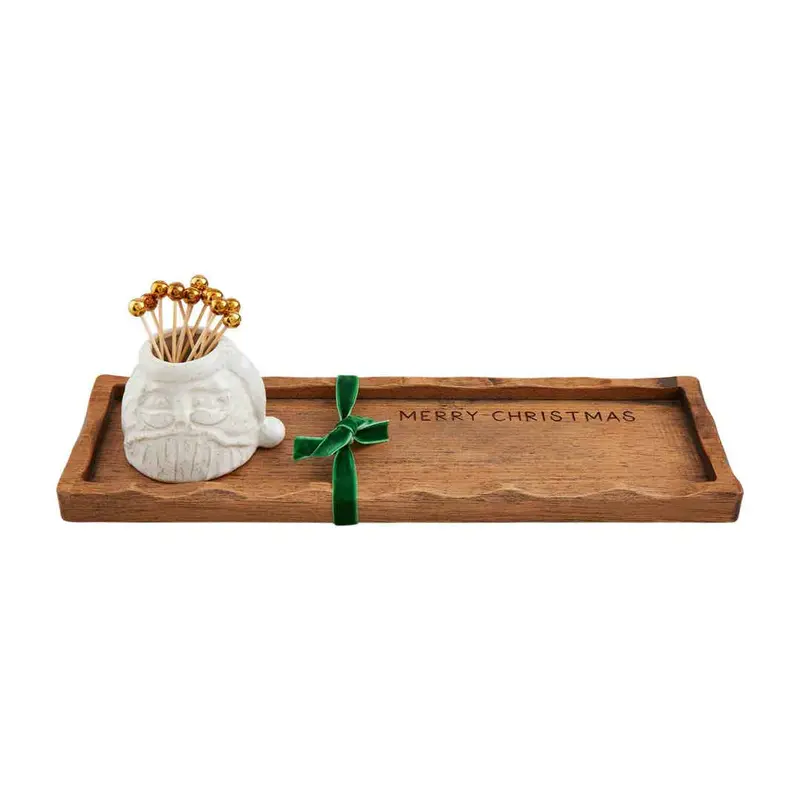 White Xmas Toothpick Tray Set By Mudpie