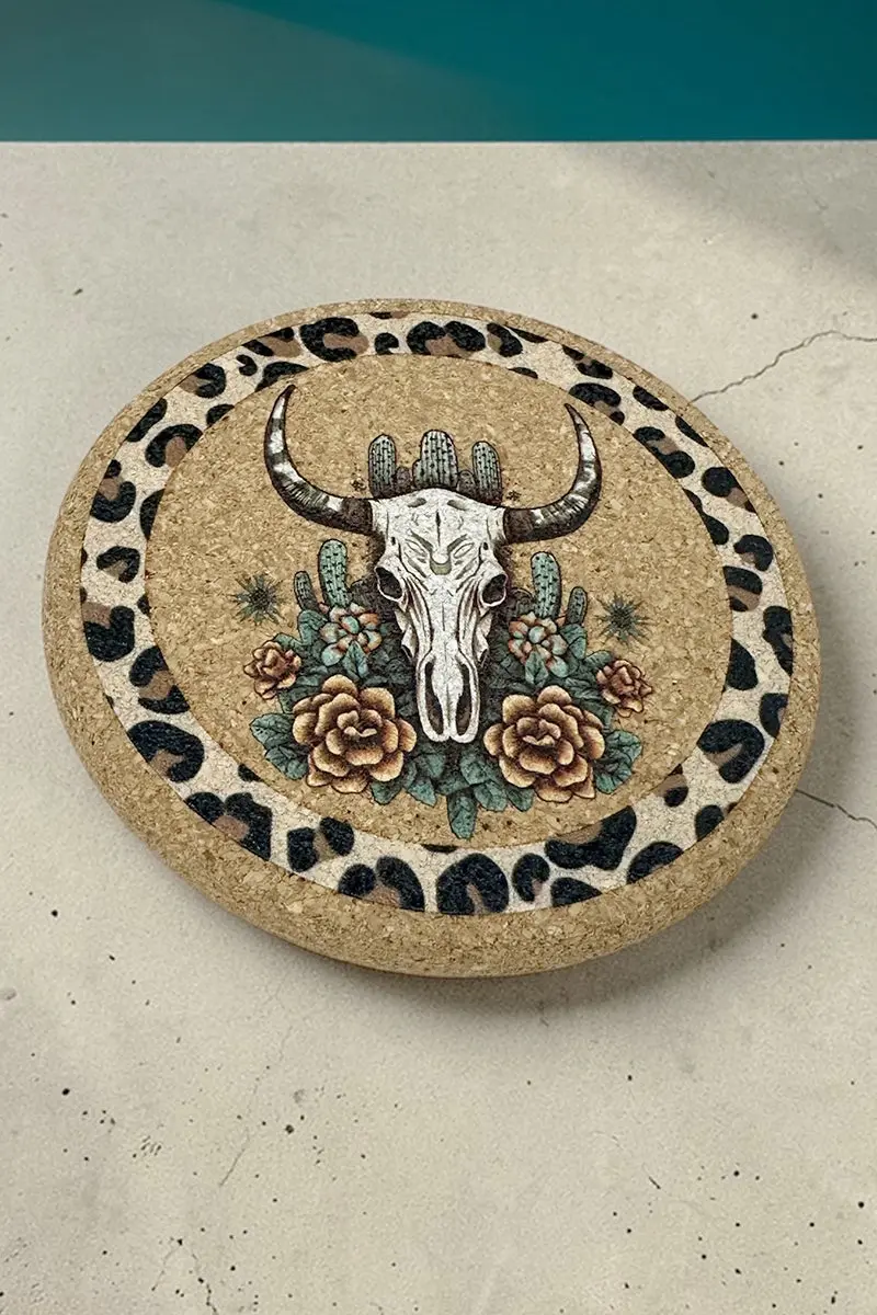Wildland Steer Cork Coaster, 4"