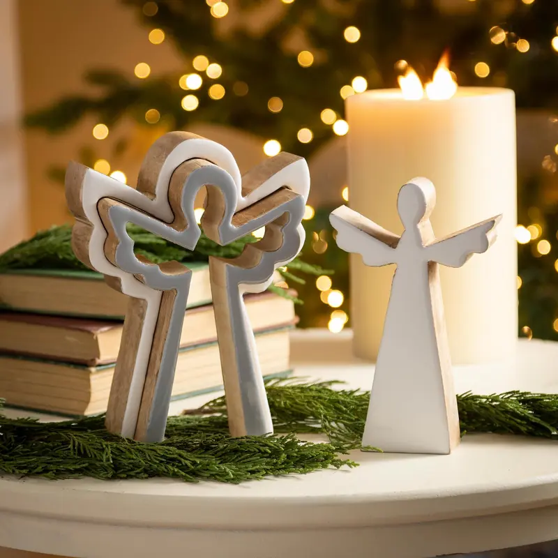Wood Angel Table Decor 8"